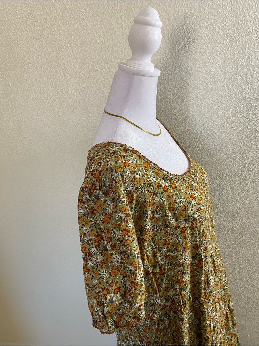 Floral Tiered Midi Dress in Mustard - Picture 6 of 16